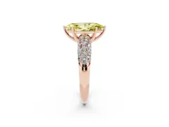 Fancy Yellow Marquise Cut Diamond Pavé Band Solitaire Ring Set in Rose gold with Close-Set Accent Stones and Prong Setting