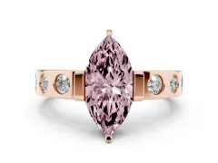 Fancy Pink Marquise Cut Diamond Channel-Set Band Ring Set in Rose gold with Bezel Prong Setting