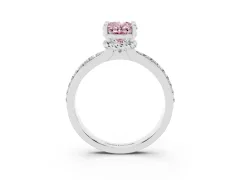 Fancy Pink Oval Cut Diamond Solitaire Ring Set in Silver with Channel Set Band and Prong Setting