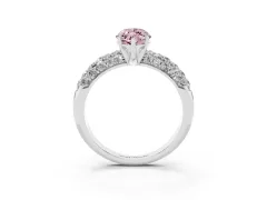 Fancy Pink Marquise Cut Diamond Pavé Band Solitaire Ring Set in Silver with Close-Set Accent Stones and Prong Setting