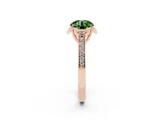 Fancy Green Round Cut Diamond Halo Ring Set in Rose gold with Channel Set Band and Prong Setting