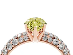 Fancy Yellow Marquise Cut Diamond Pavé Band Solitaire Ring Set in Rose gold with Close-Set Accent Stones and Prong Setting