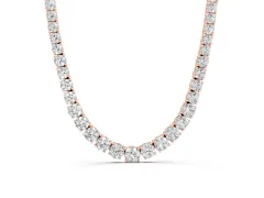 Round Diamond Tennis Necklace Set in Rose gold with Prong Setting