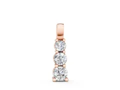 Round Diamond Vertical Pendant Set in Rose gold with Stacked Prong-Set Stones