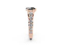 Fancy Black Pear Cut Diamond Pavé Engagement Ring Set in Rose gold with Prong Setting