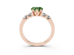 Fancy Green Heart Cut Diamond Five-Stone Prong Set Engagement Ring Set in Rose gold with Channel Band