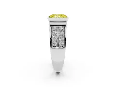 Fancy Yellow Radiant Cut Diamond Wide Channel Set Band Ring Set in White gold with Bezel Setting