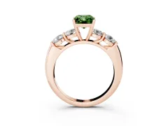 Fancy Green Radiant Cut Diamond Five-Stone Prong Set Ring Set in Rose gold with Classic Band