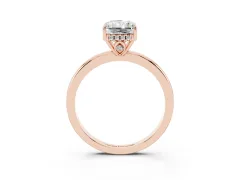Radiant Cut Diamond Solitaire Ring Set in Rose gold with Plain Band and Prong Setting