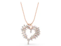 Diamond Cluster Heart Pendant Set in Rose gold with Prong-Set Round Stones