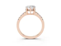 Heart Cut Diamond Solitaire Engagement Ring Set in Rose gold with Pavé Band and Prong Setting