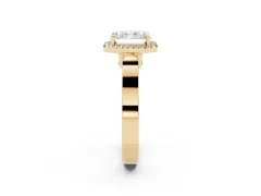 Radiant Cut Diamond Halo Ring Set in Yellow gold with Pavé-Lined Split Shank Band