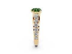 Fancy Green Heart Cut Diamond Pavé Engagement Ring Set in Yellow gold with Prong Setting