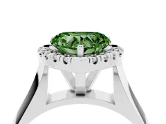 Fancy Green Heart Cut Diamond Halo Solitaire Engagement Ring Set in Platinum with Square Band and Prong Setting