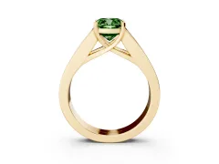 Fancy Green Cushion Cut Diamond Solitaire Ring Set in Yellow gold with Channel-Set Accent Stones and Prong Setting