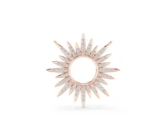 Round Cut Diamond Sunburst Pendant Set in Rose gold with Pavé Setting