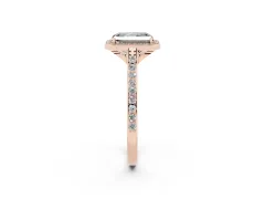 Fancy Black Radiant Cut Diamond Halo Engagement Ring Set in Rose gold with Round Pavé Shoulders and Heart Gallery