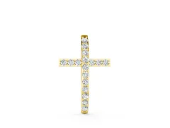 Pavé Round Diamond Cross Pendant Set in Yellow gold with Classic Straight Arms