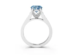 Fancy Blue Heart Cut Diamond Solitaire Pavé Engagement Ring Set in White gold with Prong Setting