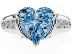 Fancy Blue Heart Cut Diamond Bezel-Set Solitaire Ring Set in Silver with Channel-Set Band