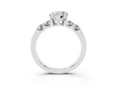 Heart Cut Diamond Five-Stone Prong Set Engagement Ring Set in Platinum with Channel Band