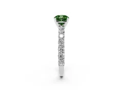 Fancy Green Cushion Cut Diamond Solitaire Ring Set in Platinum with Shared Prong Pavé Band