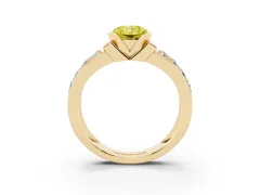 Fancy Yellow Radiant Cut Diamond Wide Channel Set Band Ring Set in Yellow gold with Bezel Setting