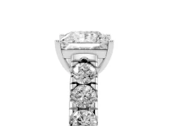 Princess Cut Diamond Solitaire Ring Set in White gold with Cut-Down Micro Pavé Band and Prong Setting