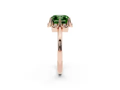 Fancy Green Asscher Cut Diamond Round Cluster Halo Ring Set in Rose gold with Solitaire Band and Prong Setting
