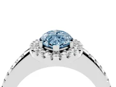 Fancy Blue Marquise Cut Diamond Pavé Halo Ring Set in White gold with Prong Setting