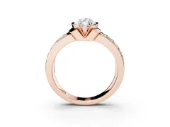 Marquise Cut Diamond Wide Channel Set Band Ring Set in Rose gold with Bezel Setting