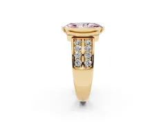 Fancy Pink Marquise Cut Diamond Wide Channel Set Band Ring Set in Yellow gold with Bezel Setting