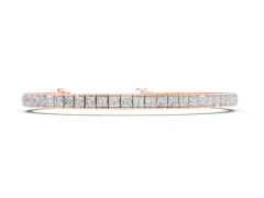 Princess Cut Diamond Channel-Set Tennis Bracelet Set in Rose gold