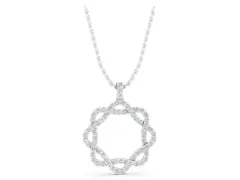 Round Diamond Pavé Infinity Pendant Set in Silver with Prong Setting