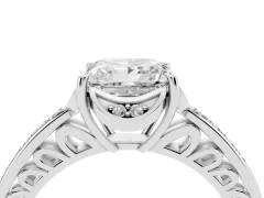 Princess Cut Diamond Halo Ring Set in Platinum with Channel Set Band and Prong Setting