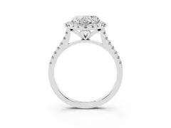 Heart Cut Diamond Cushion Halo Ring Set in White gold with Pavé Band