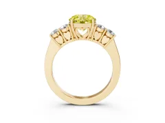 Fancy Yellow Round Cut Diamond Five-Stone Prong Set Band Ring Set in Yellow gold with Polished Band