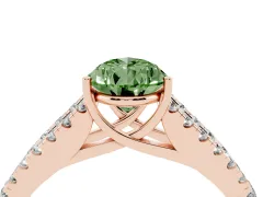 Fancy Green Pear Cut Diamond Split Shank Pavé Engagement Ring Set in Rose gold with Prong-Held Center Stone