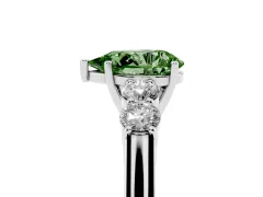Fancy Green Pear Cut Diamond Five-Stone Prong Set Band Ring Set in White gold with Polished Band