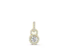 Round Halo Diamond Pendant Set in Yellow gold with Pavé-Set Halo