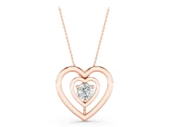 Heart Pendant Set in Rose gold with Prong-Set Round Diamond