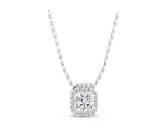 Round Diamond Halo Pendant Set in White gold with Prong-Set Center and Halo