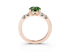 Fancy Green Round Cut Diamond Five-Stone Prong Set Engagement Ring Set in Rose gold with Channel Band