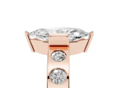 Marquise Cut Diamond Channel-Set Band Ring Set in Rose gold with Bezel Prong Setting
