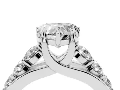 Heart Cut Diamond Pavé Engagement Ring Set in Silver with Prong Setting