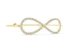 Round Diamond Pavé Infinity Chain Bracelet Set in Yellow gold with Bezel Setting