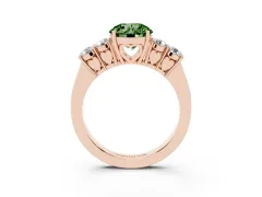 Fancy Green Round Cut Diamond Five-Stone Prong Set Band Ring Set in Rose gold with Polished Band