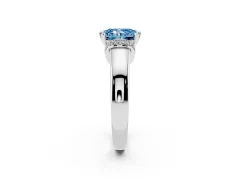 Fancy Blue Radiant Cut Diamond Pavé Band Solitaire Ring Set in Silver with Prong Setting