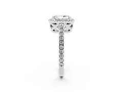 Radiant Cut Diamond Halo Ring Set in Platinum with Pavé Shoulders and Halo-Framed Center