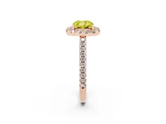 Fancy Yellow Cushion Cut Diamond Pavé Halo Ring Set in Rose gold with Prong Setting
